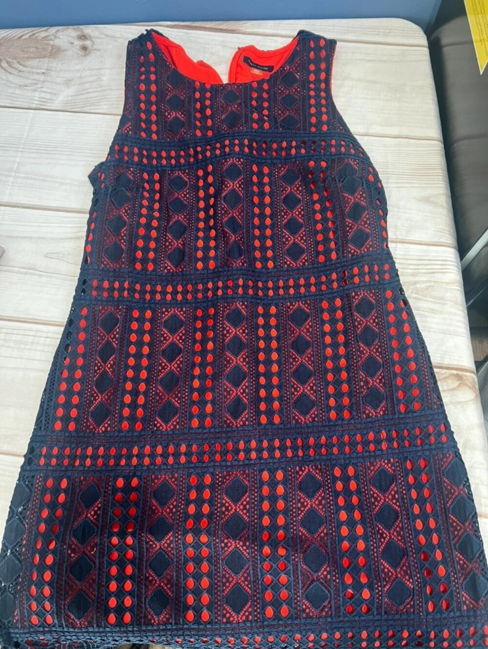 Women’s Black & Red Sleeveless Embroidered Shift Dress